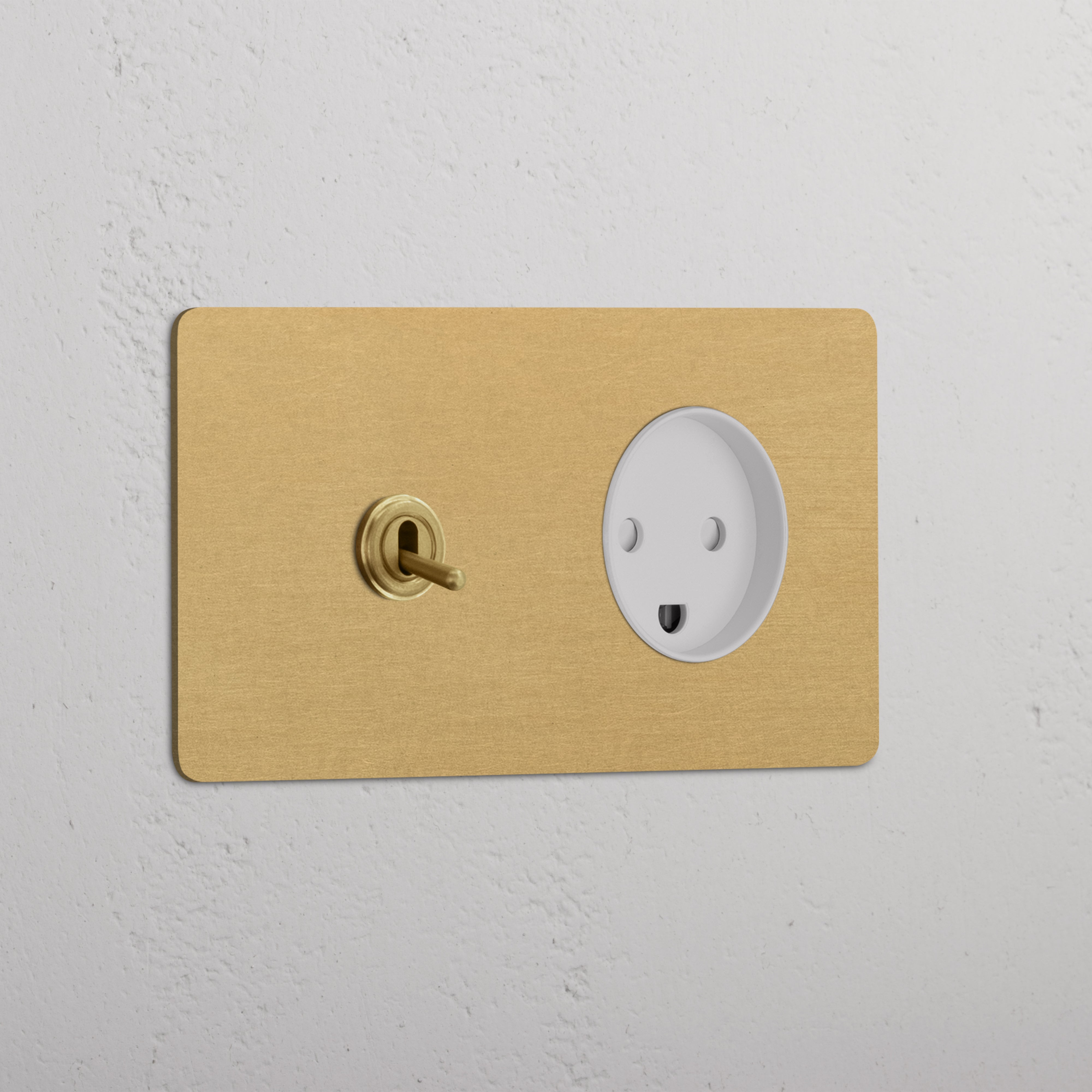 Double Toggle & Danish Module Round - Antique Brass White