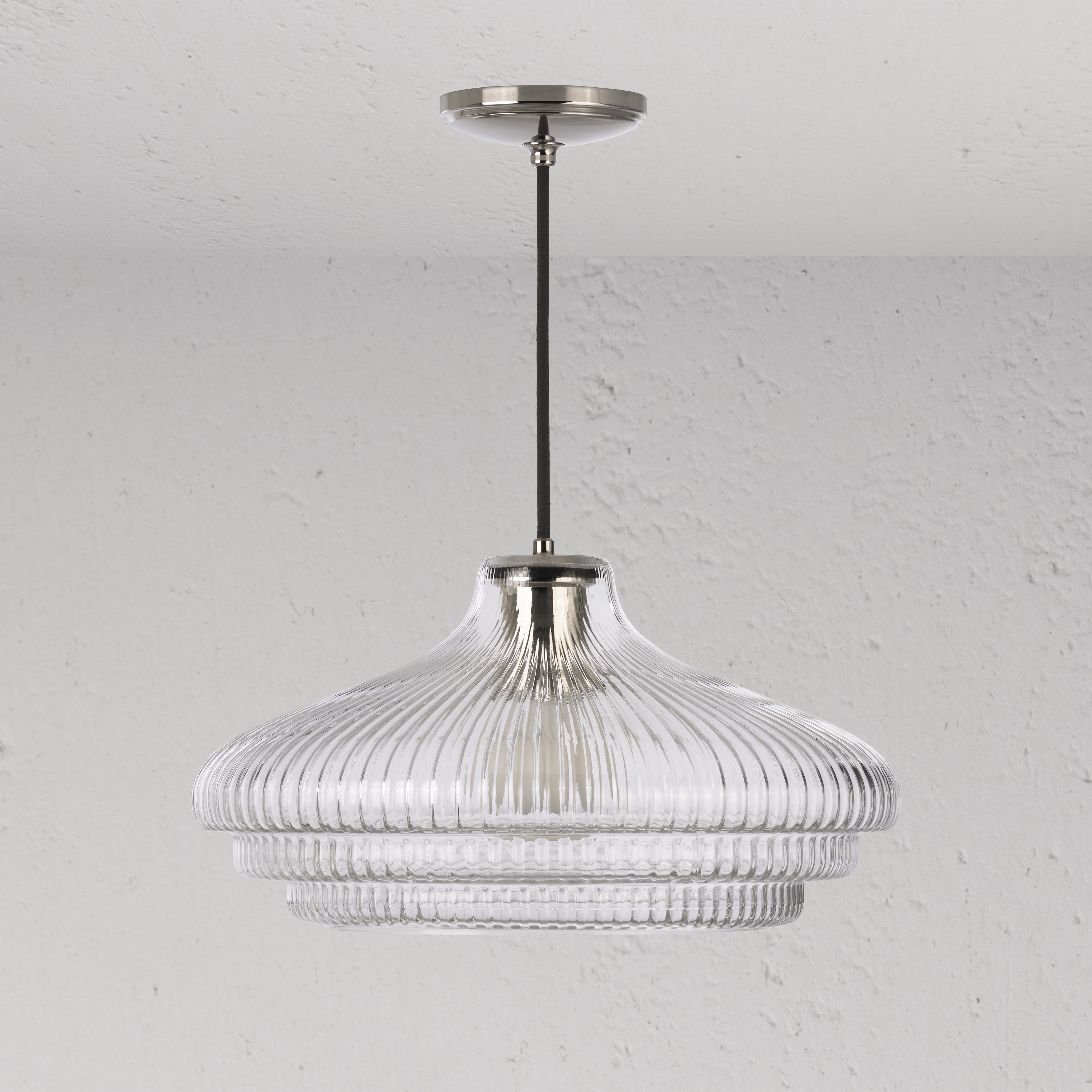 Brookfield Large Pendant Light Fluted Glass - Polished Nickel