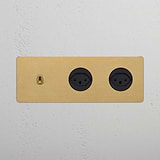 Triple Toggle & 2x Swiss Module Round - Antique Brass Black 