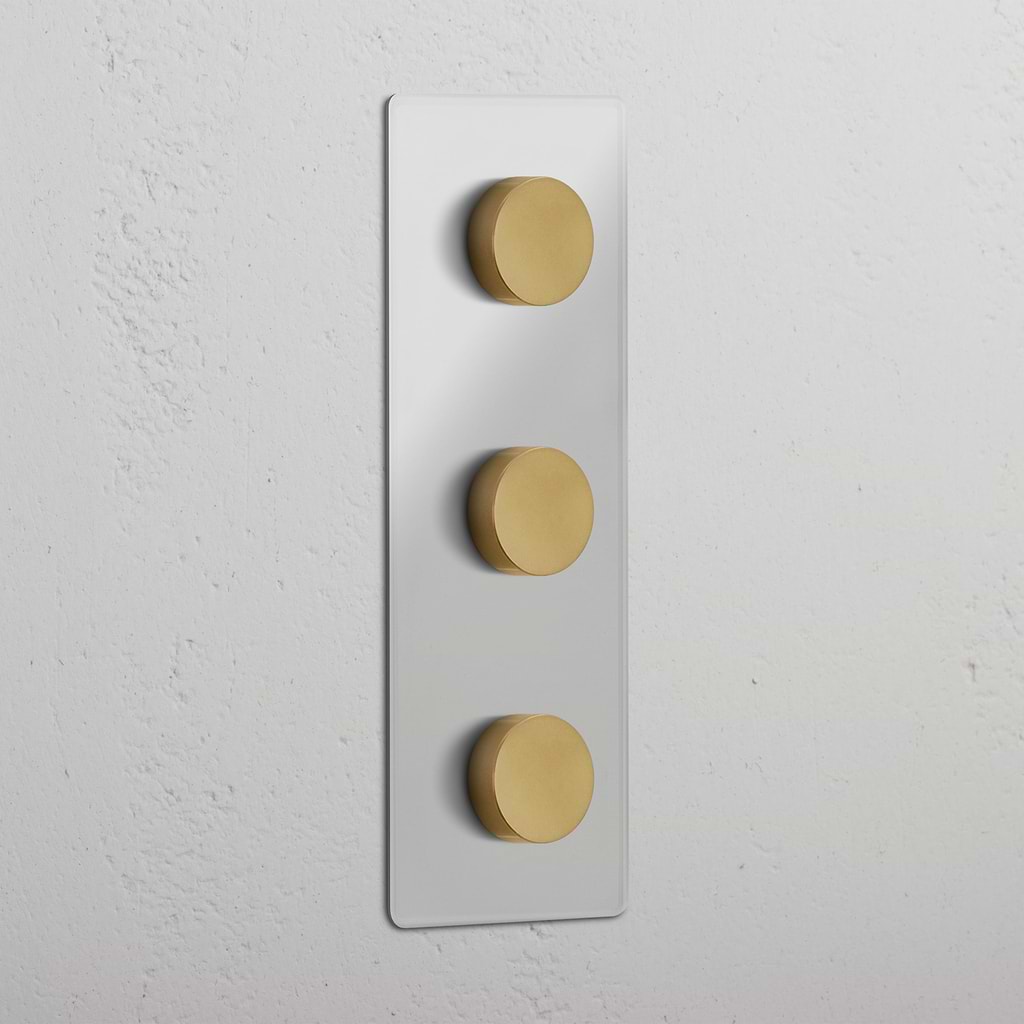 Vertical Triple Dimmer Switch in Clear Antique Brass - Superior Lighting Adjustment Tool