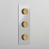 Vertical Triple Dimmer Switch in Clear Antique Brass - Superior Lighting Adjustment Tool