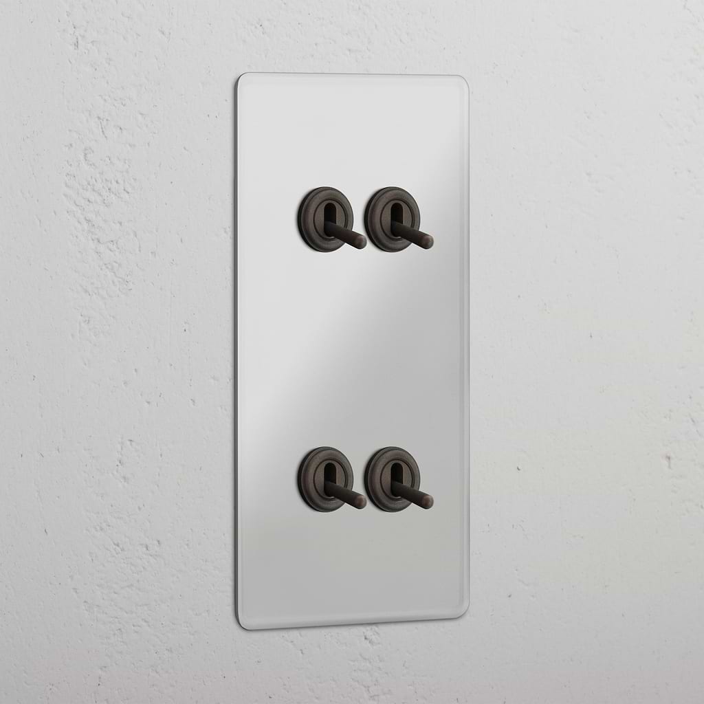 Vertical Four-Levers Double Toggle Switch in Clear Bronze - Robust Light Control System