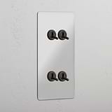Vertical Four-Levers Double Toggle Switch in Clear Bronze - Robust Light Control System