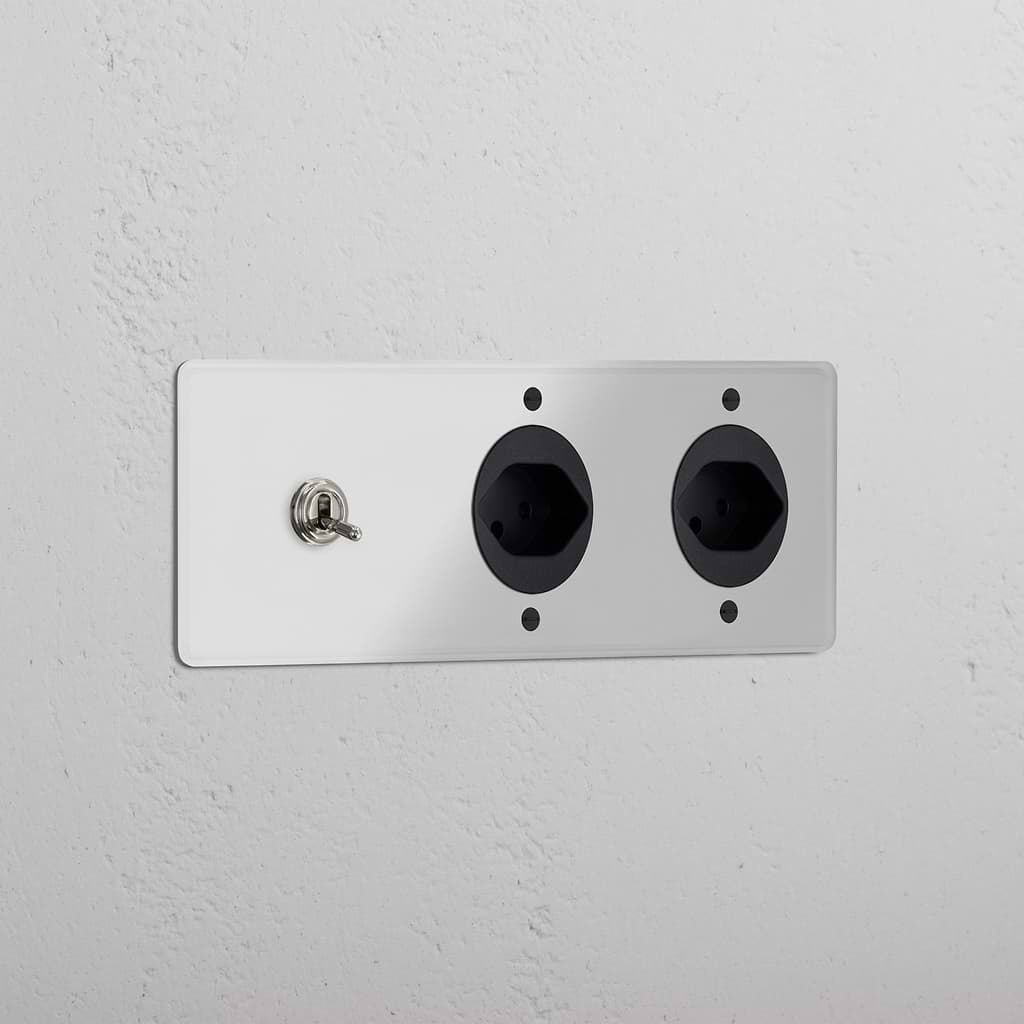 Triple Toggle & 2x Swiss Module Round - Clear Polished Nickel Black  