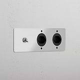 Triple Toggle & 2x Swiss Module Round - Clear Polished Nickel Black  