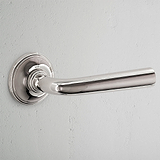 Apsley Unsprung Door Handle Polished Nickel Finish on White Background