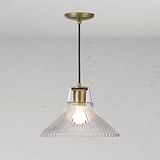 Hammersmith Medium Pendant Light Fluted Glass - Antique Brass