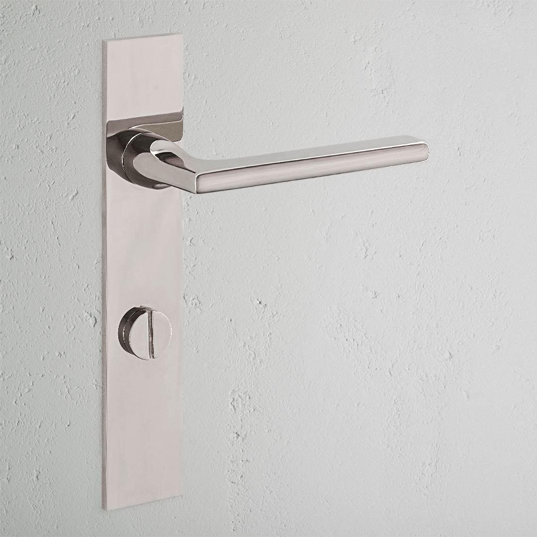 Clayton Long Plate Sprung Door Handle & Thumbturn - Polished Nickel