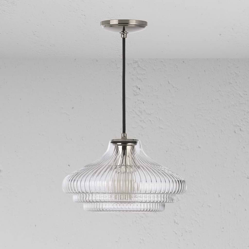 Brookfield Medium Pendant Light Fluted Glass - Polished Nickel