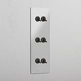 Vertical Six-Position Triple Toggle Switch in Clear Bronze - Superior Light Management System