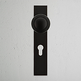 Poplar Long Plate Sprung Door Knob & Euro Lock - Bronze