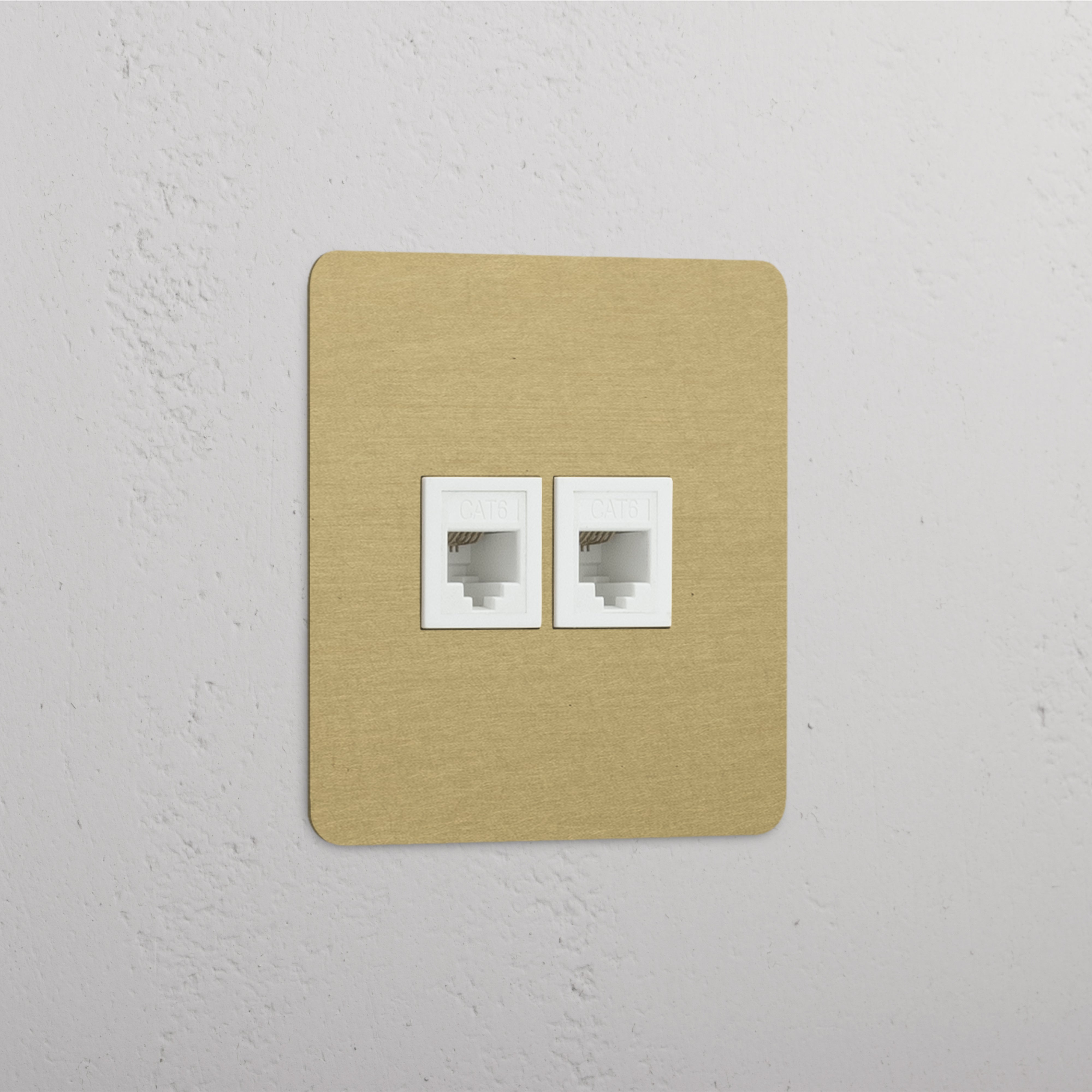 Double RJ45 Module in Single Antique Brass White Design - Reliable Connection