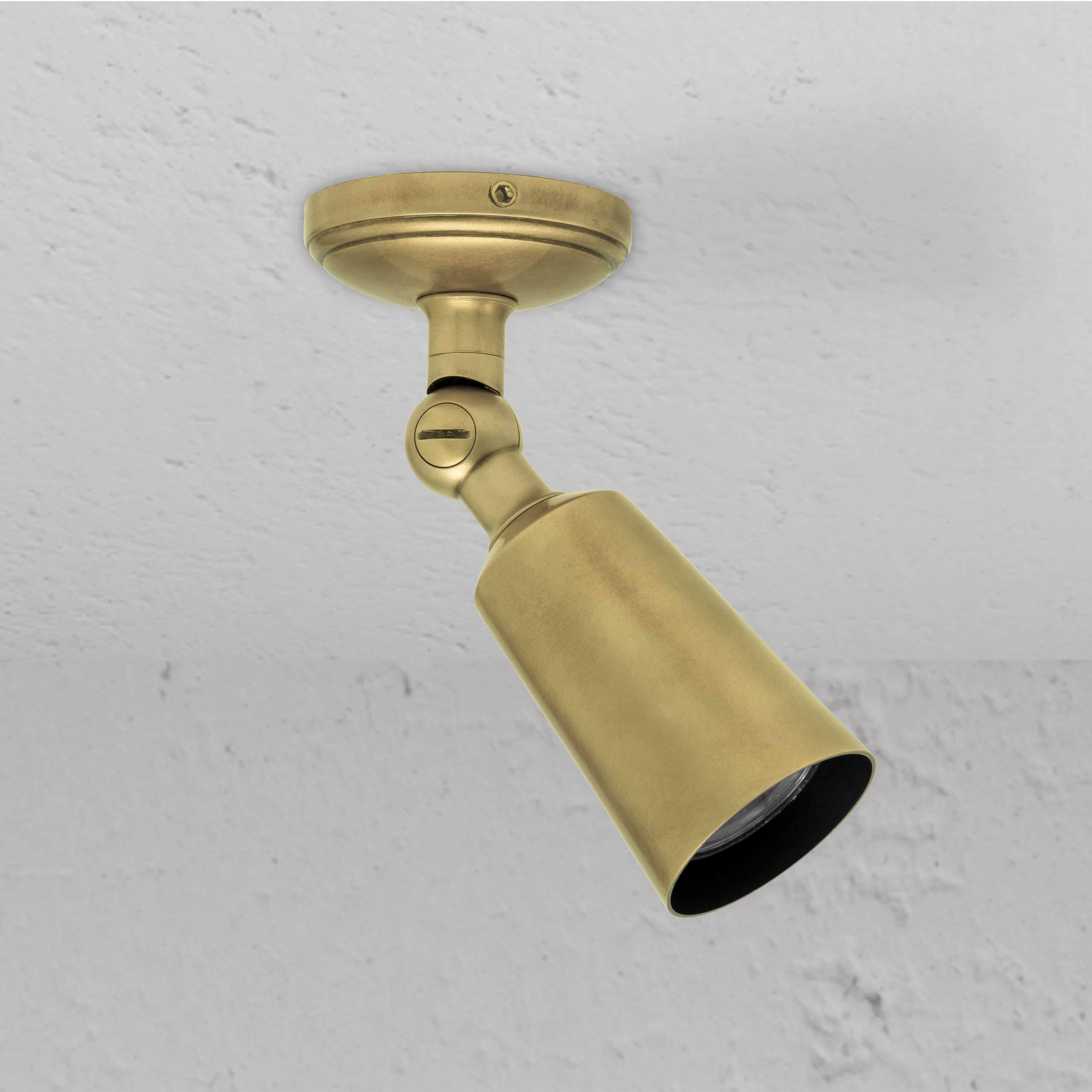 Antique Brass Luxury Baylis Single Spotlight on White Background