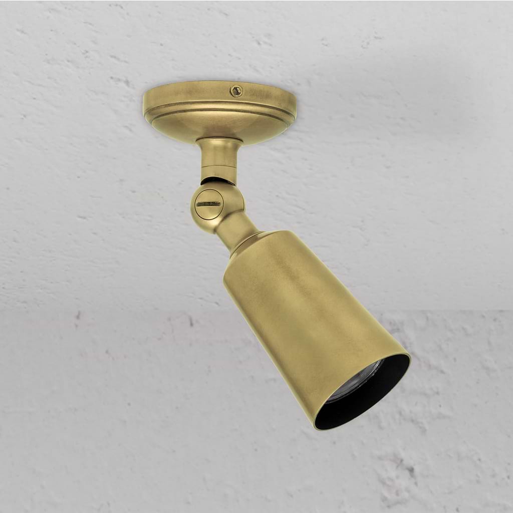 Antique Brass Luxury Baylis Single Spotlight on White Background