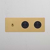 Triple Toggle & 2x French Module Round - Antique Brass Black 