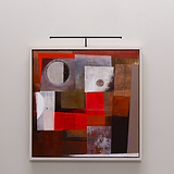 Harrow Picture Light 580mm - Bronze illuminating an artwork, showcasing its elegant bronze finish on a white wall.
