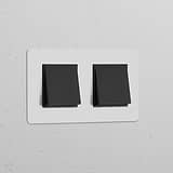 Double 2x Rocker Switch in paintable bronze black, ideal for double switches & dimmers on any wall type.