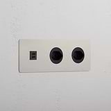 Triple USB 30W & 2x Swiss Module - Polished Nickel Black