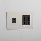 Double USB 30W & 2x Bipasso Module - Polished Nickel Black
