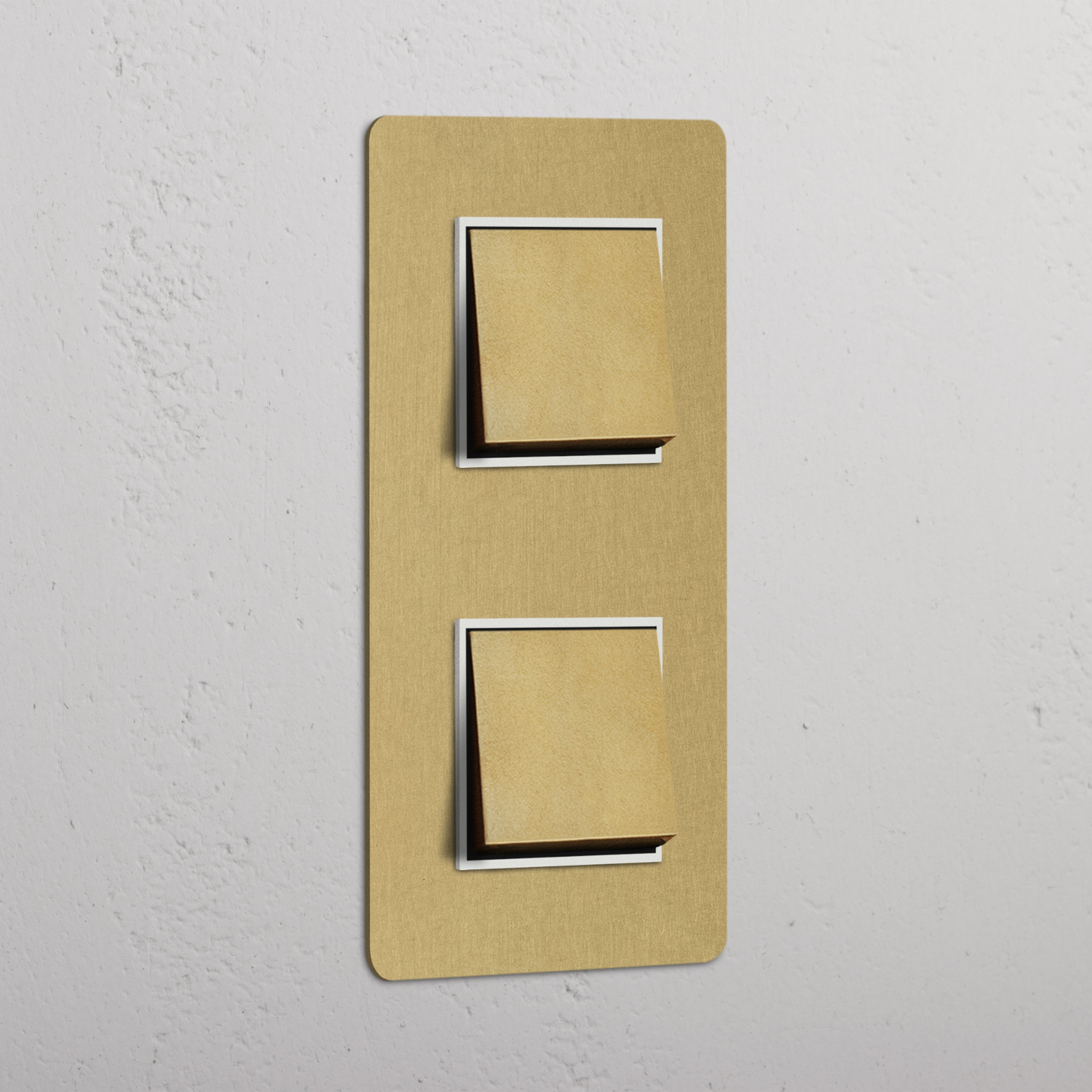 Vertical Double Rocker Switch with 2 Levers in Antique Brass White - Easy Installation