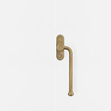 Right Southbank Casement Window Handle Antique Brass Finish on White Background Front Facing