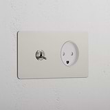 Double Toggle & Danish Module Round - Polished Nickel White