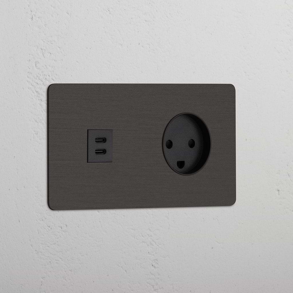 Double USB 30W & Danish Module - Bronze Black