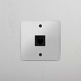 Single RJ45 Module in Clear Black - Reliable Network Connection Tool on White Background