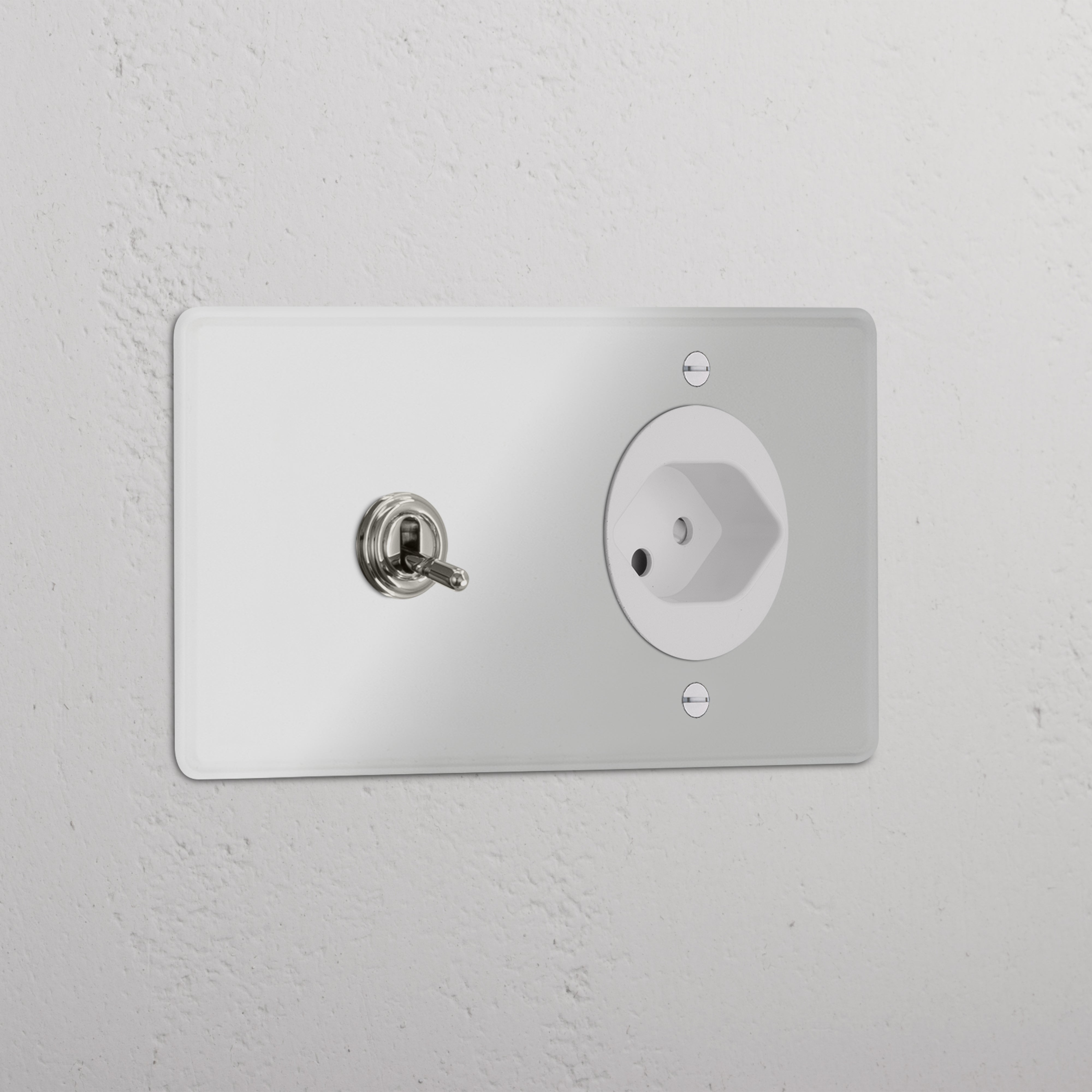 Double Toggle & Swiss Module Round - Clear Polished Nickel White 