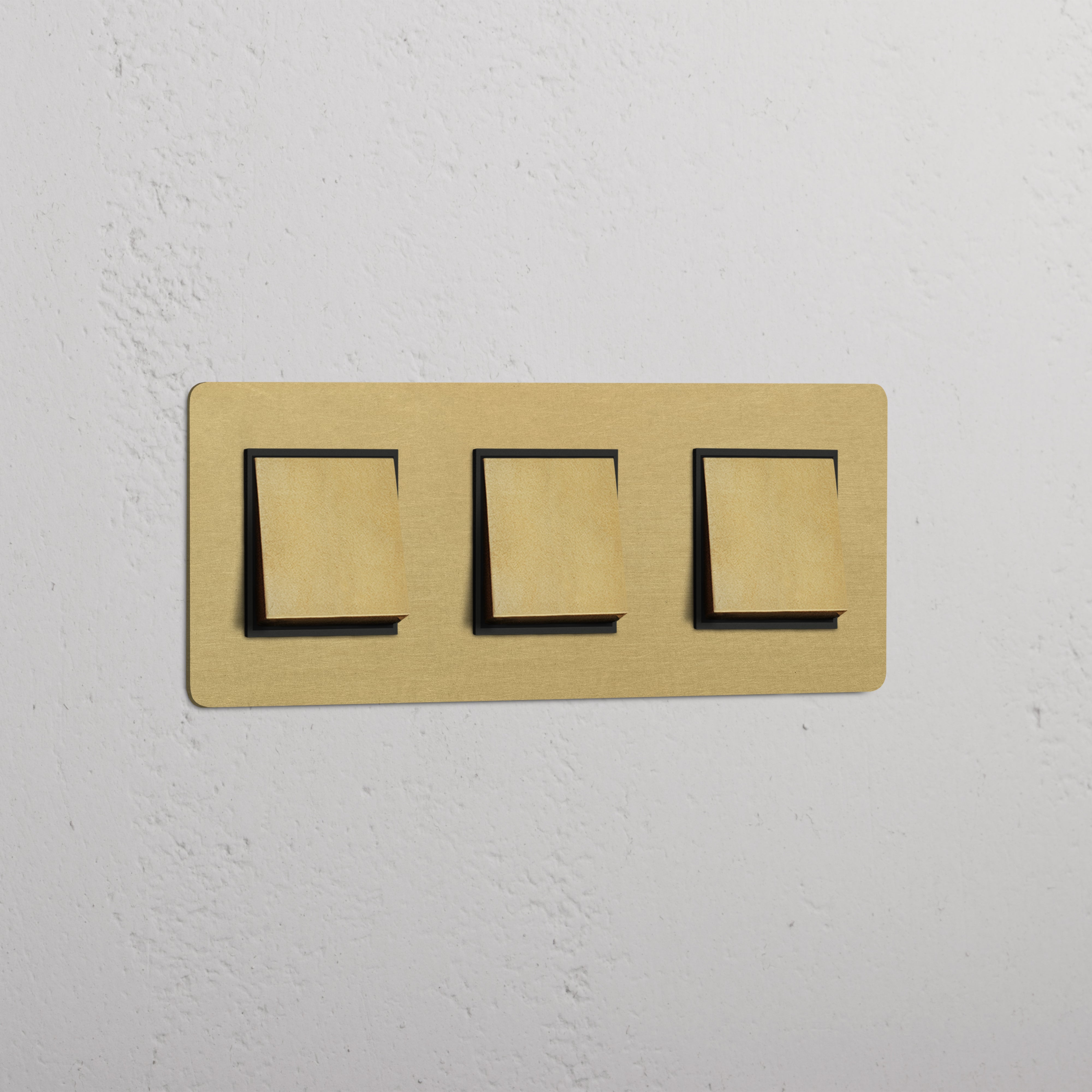 Triple Rocker Switch in Antique Brass Black with Three Positions