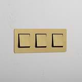 Triple Rocker Switch in Antique Brass Black with Three Positions