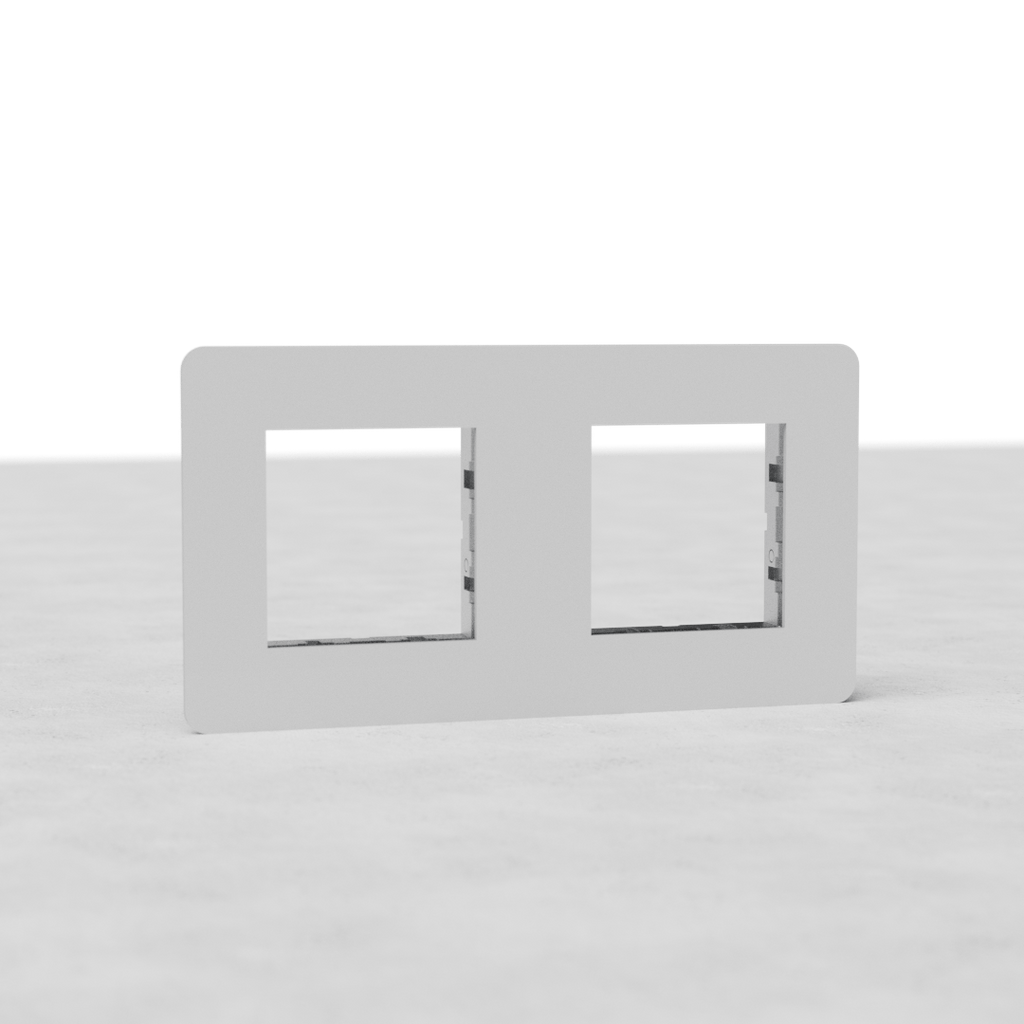 Double 45mm EU paintable switch plate on a light gray surface, ideal for seamless integration in EU settings.