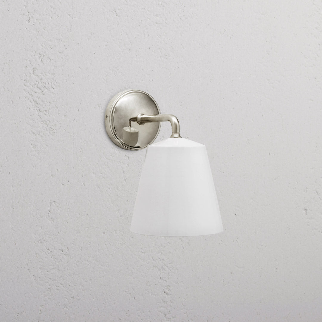 Richmond Medium Wall Light Fine Porcelain Polished Nickel Finish on White Background