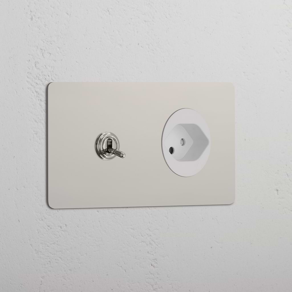 Double Toggle & Swiss Module Round - Polished Nickel White