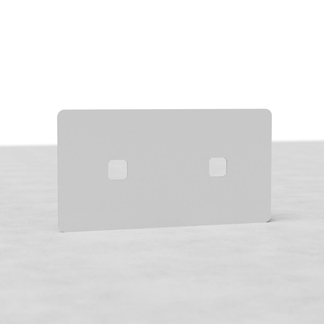 Double 2x Switch Plate EU, paintable, with two square cutouts on a textured background.