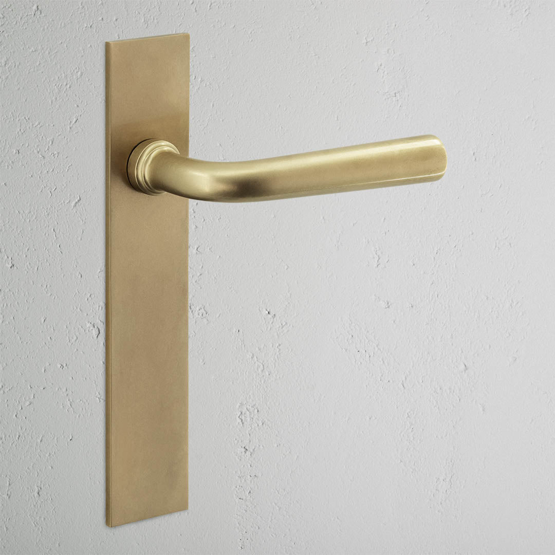 Apsley Long Plate Sprung Door Handle - Antique Brass
