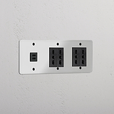 Triple Sockets & Modules in clear black with triple USB 30W and 4x Bipasso Module configuration.