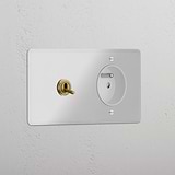 Double Toggle & French Module Round - Clear Antique Brass White 