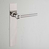 Harper Long Plate Fixed Door Handle Polished Nickel Finish on White Background 