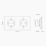 Double 2x Schuko Module Round - Clear Black