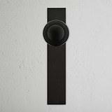 Poplar Long Plate Fixed Door Knob Bronze Finish on White Background Front Facing