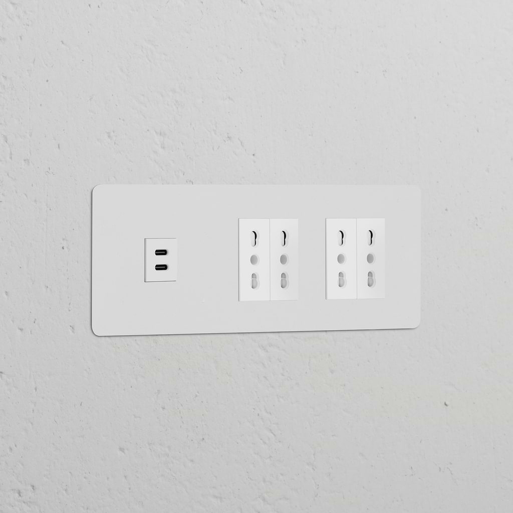 Paintable white panel with triple USB 30W for fast charging and four Bipasso power modules.