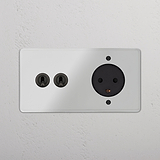 Double 2x Toggle & Danish Module Round - Clear Bronze Black 