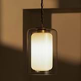 Windsor Medium Pendant Light Opal Glass - Antique Brass