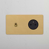 Double Toggle & French Module Round - Antique Brass Black