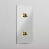 Clear Antique Brass Double Vertical Toggle Switch - Stylish Light Control Accessory