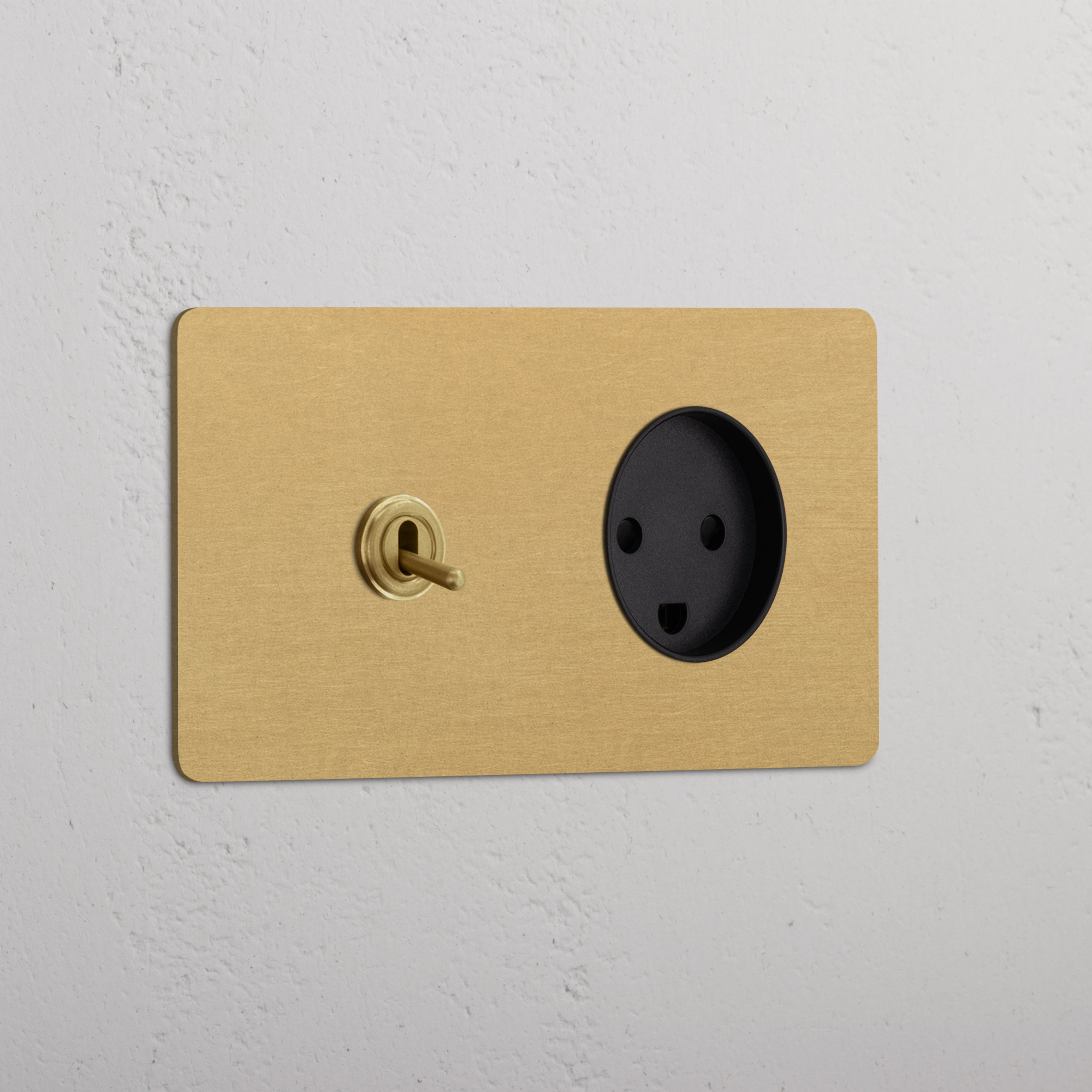 Double Toggle & Danish Module Round - Antique Brass Black 