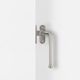 Right Southbank Internal Casement Window Handle Right Polished Nickel Finish on White Background Front Facing