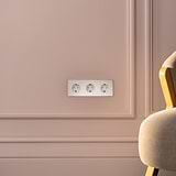 Triple 3x Schuko Module Round - Polished Nickel White