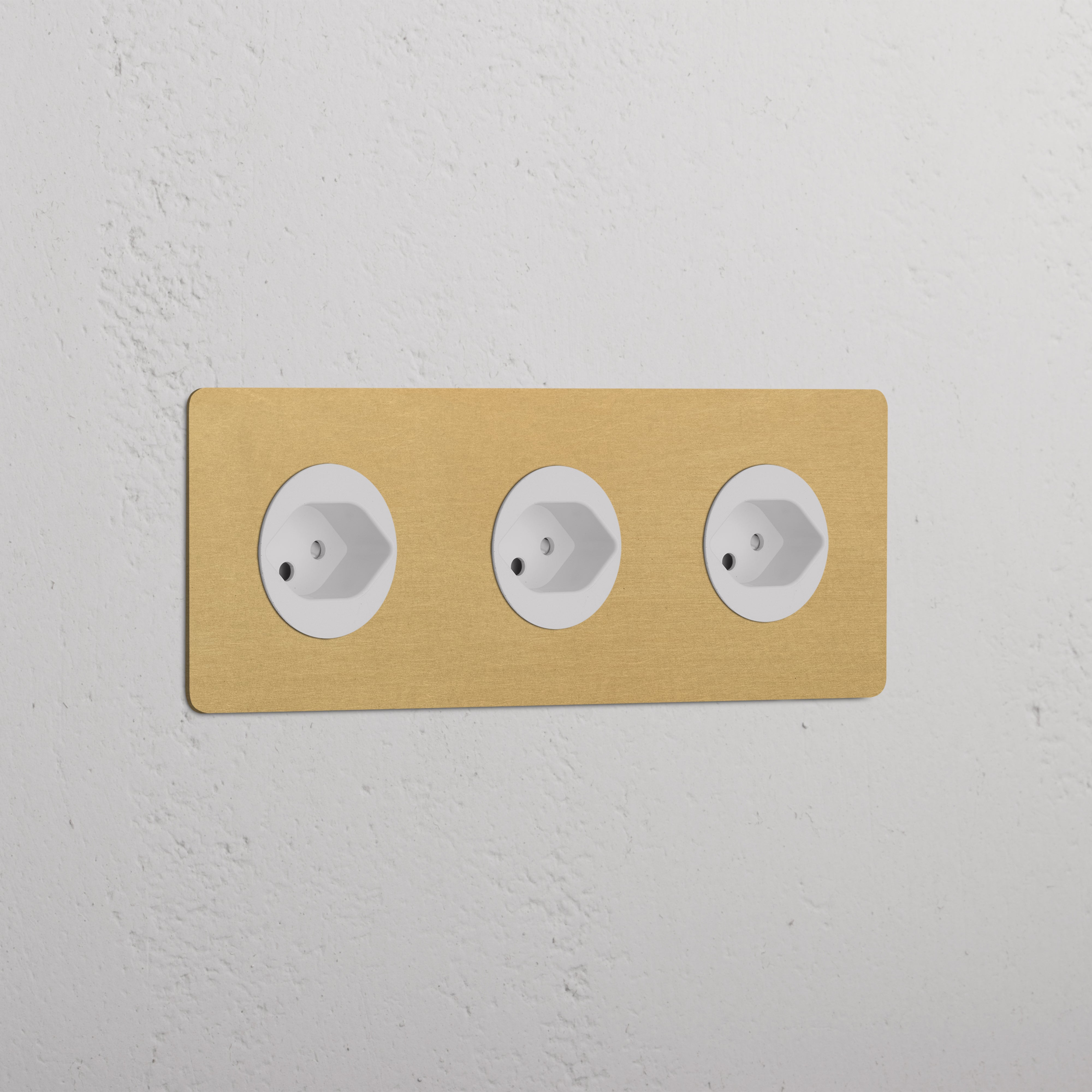 Triple 3x Swiss Module in Antique Brass White